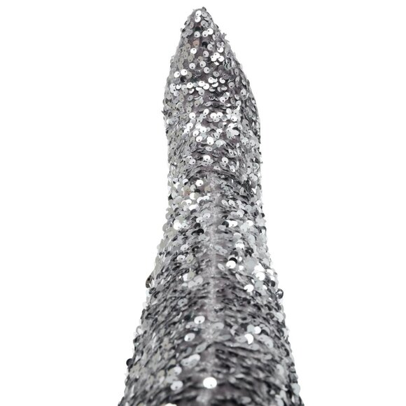 NWT Steve Madden Vivee Sequin Over-The-Knee Dress Boots Silver Sequin Gray 9.5M - Picture 4 of 13
